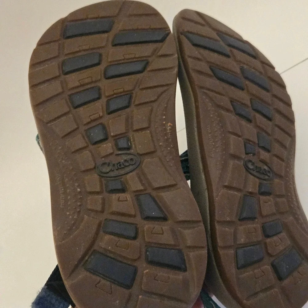 Chaco Kids Z1 Ecotread Sport Sandals Teal Geometric Zigzag Size 2 J105373